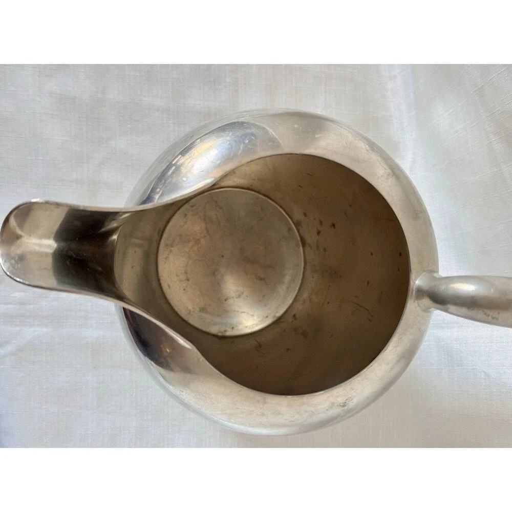 Vintage MCM Pewter Water Pitcher Wilcox Silver Plate Co. Art Deco 2 Quart 8 1/4”